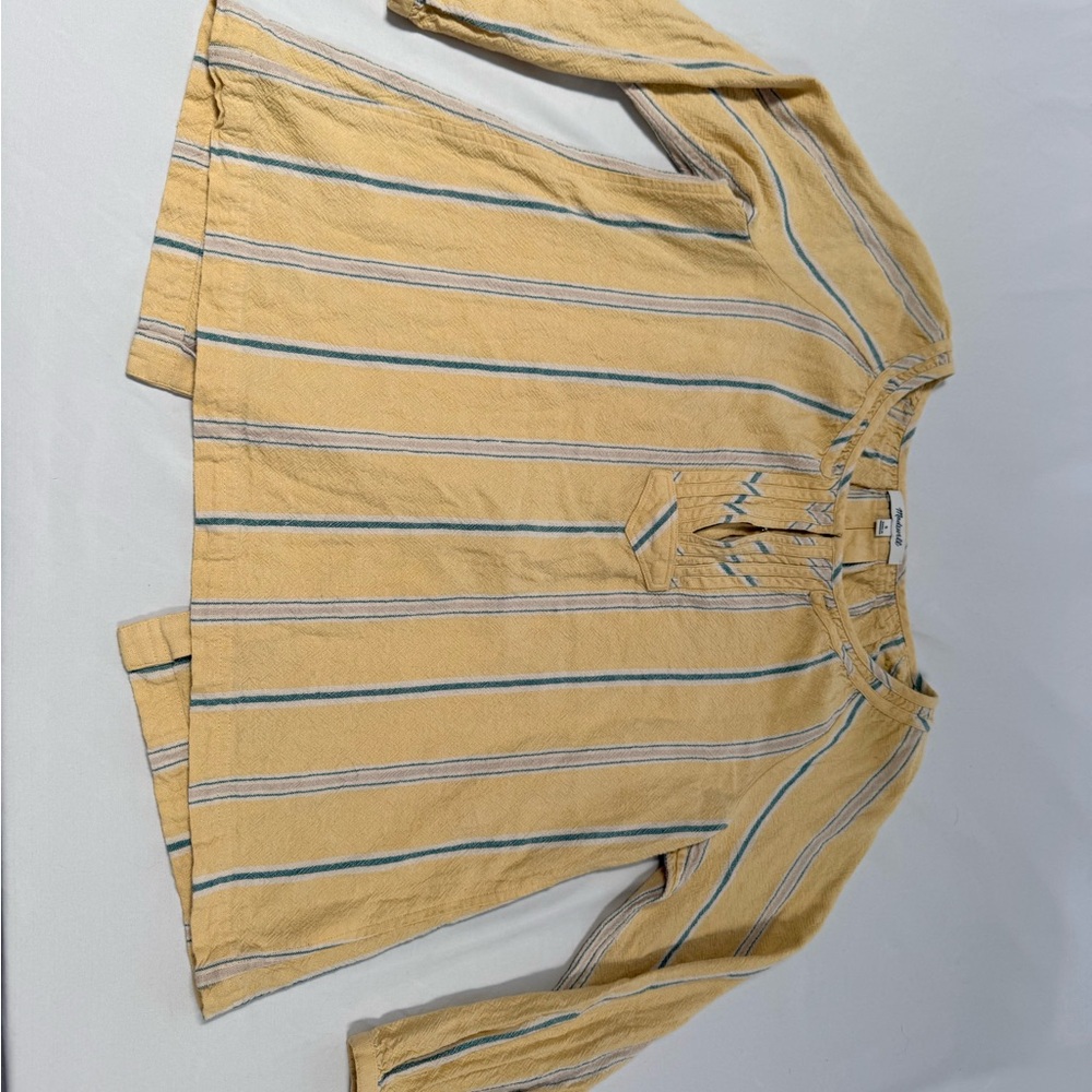 Madewell Yellow Striped V-Neck Women's Blouse